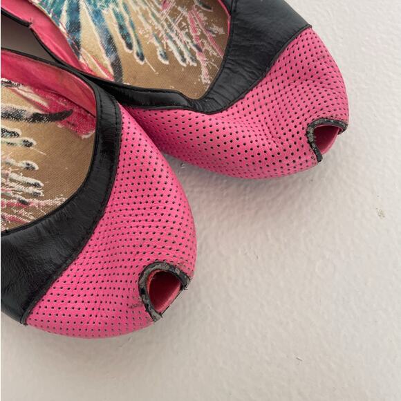 Vintage Y2K Diesel Pink Peep Toe Flats / US 9 / Indie Sleaze Euro Shoes / READ - Picture 10 of 11